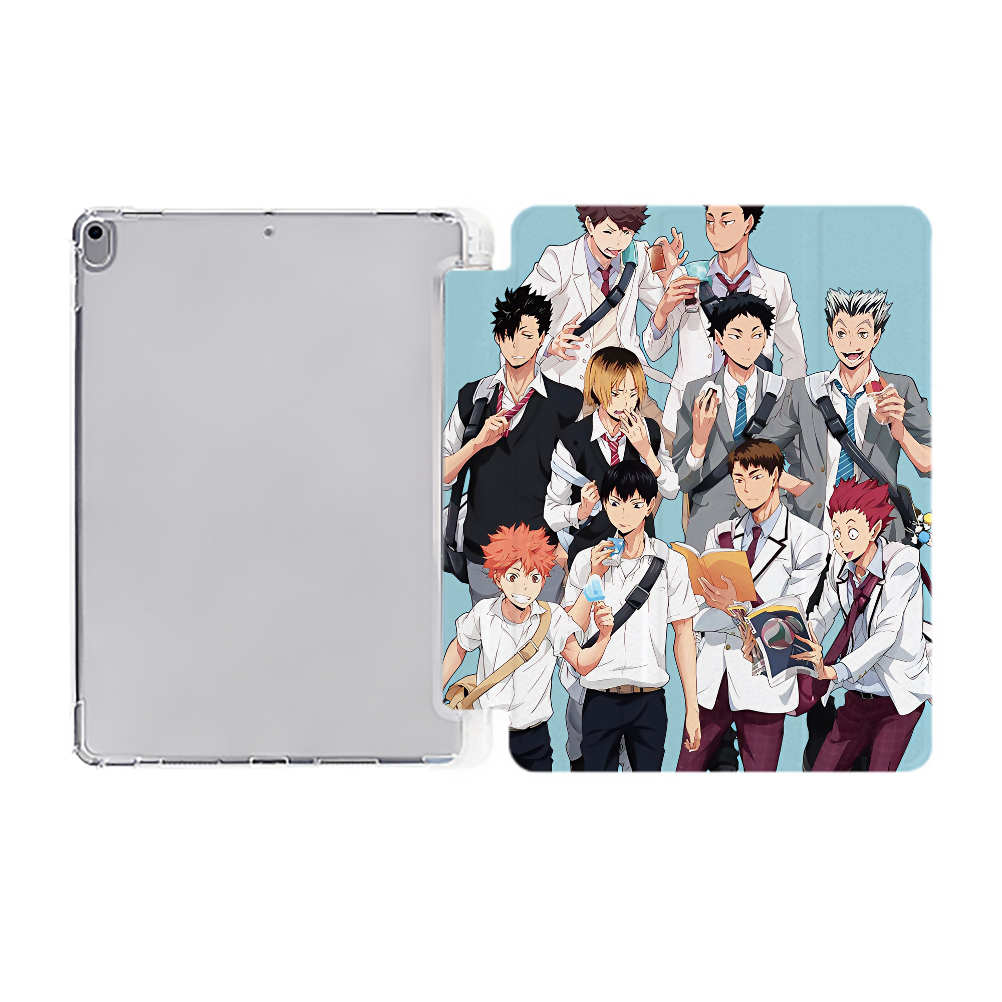 （画像用） ハイキュー!! Haikyu!! IPad ケース ペン収納付き 三つ折りスタンド PUレザー×シリコン 対応機種9.5/10.5/10.9インチ